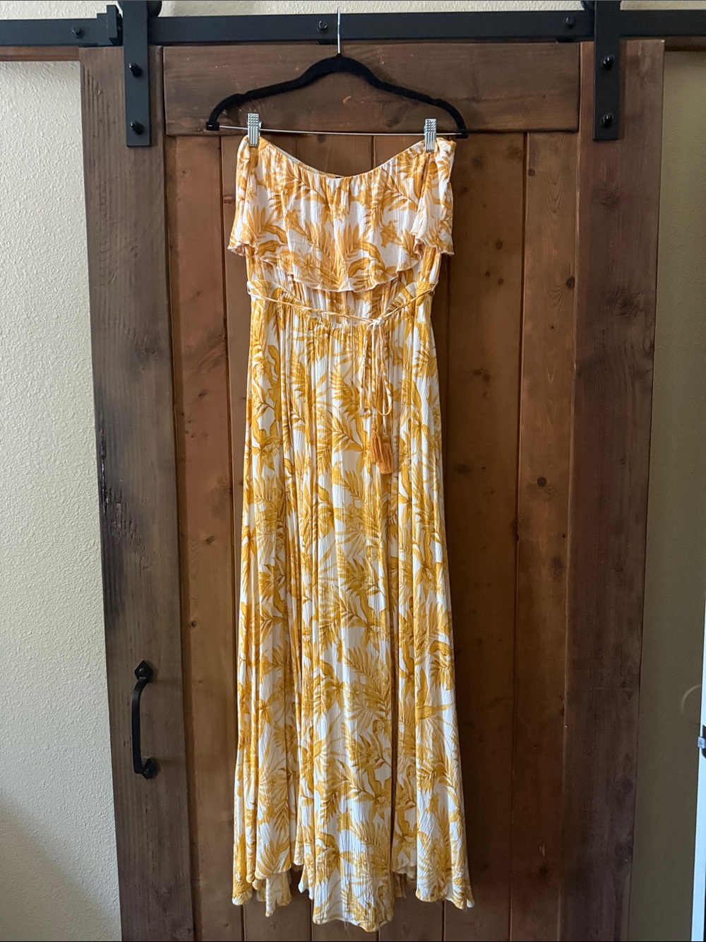 Aakaa Yellow Floral Off-Shoulder Dress